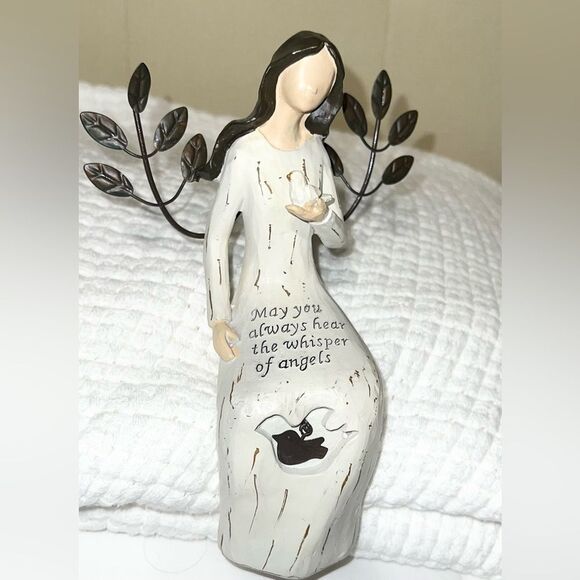 Beautiful resin angel shelf sitter! Angel holding a bird! - Picture 1 of 8